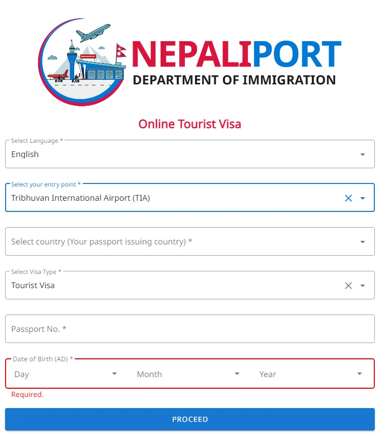 Step-1 Online Visa Form
